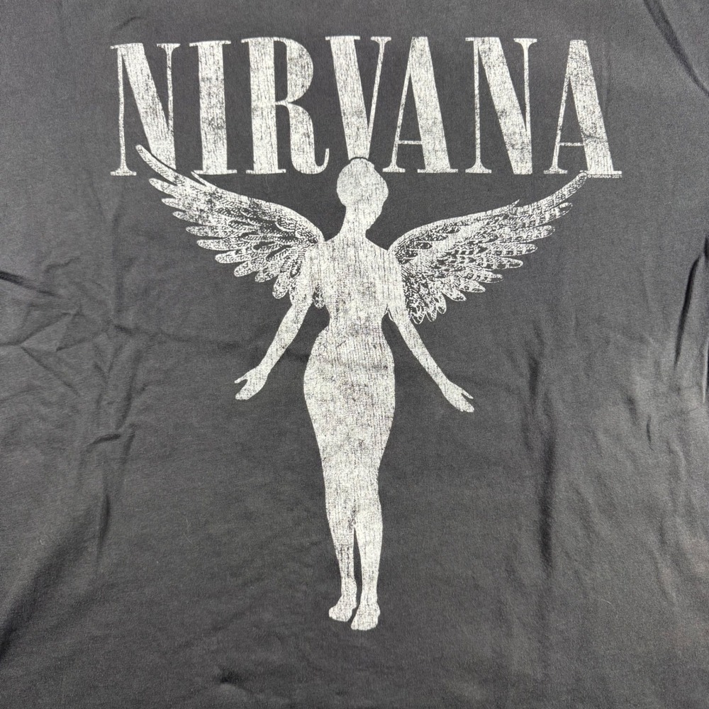 H&M Nirvana T-Shirt Mens Large Gray In Utero Angel Graphic Tee Grunge Streetwear - Picture 3 of 6
